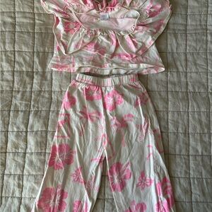 Zara Kids White and Pink Floral Pajama Set